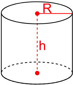 Volume de um cilindro por altura e raio da base