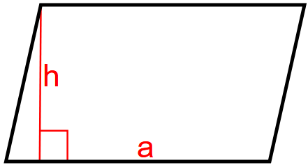 área de um paralelogramo dada sua altura e lado