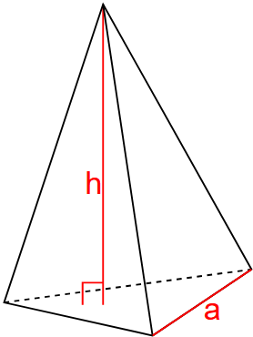 Calcule o volume de uma pirâmide triangular regular usando a altura e o lado da base.